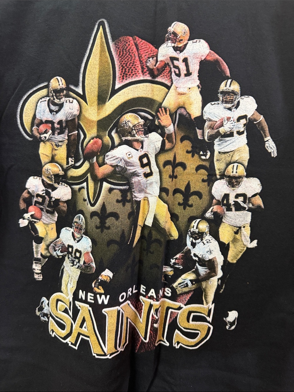 Al Style New Orleans Saints Black Graphic Team T-Shirt Size Large NWOT